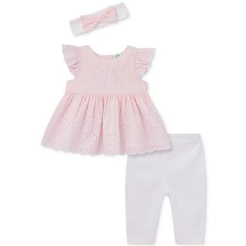 Little Me | Baby Girls Daisy Eyelet Top, Leggings, and Headband, 3 Piece Set,商家Macy's,价格¥207