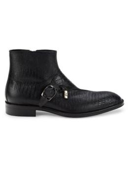 推荐Lizard Embossed Leather Ankle Boots商品
