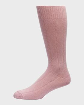 Neiman Marcus | Men's Rib-Cashmere Crew Socks商品图片,7.5折, 独家减免邮费