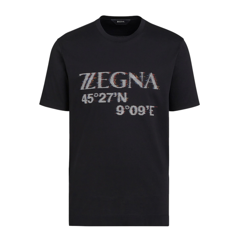 Z Zegna 杰尼亚 男士黑色棉质T恤 VU372-ZZ630O-6O1 product img