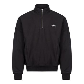 女装stussy短袖, STUSSY | Stussy Logo 1/4 Zip Sweatshirt - Black商品图片 