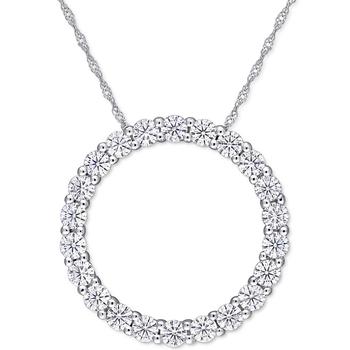 Macy's | Lab-Created Moissanite Circle 17" Pendant Necklace (2-1/5 ct. t.w.) in 14k White Gold商品图片,3.5折