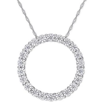 Macy's | Lab-Created Moissanite Circle 17" Pendant Necklace (2-1/5 ct. t.w.) in 14k White Gold,商家Macy's,价格¥21933