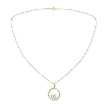 商品Macy's | Cultured Freshwater Pearl (8mm) Hexagon 18" Pendant Necklace in 14k Gold,商家Macy's,价格¥1900图片