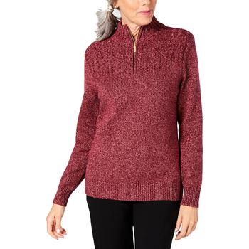 Karen Scott | Karen Scott Womens Cotton Marled 1/2 Zip Sweater商品图片,3.6折×额外9折, 额外九折