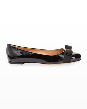 菲拉格慕芭蕾鞋, Salvatore Ferragamo | Patent Bow Ballet Flats, Nero商品图片 