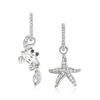 Ross-Simons | White Topaz Starfish and Crab Mismatched Drop Earrings With Black Spinel Accents in Sterling Silver,商家Premium Outlets,价格¥708