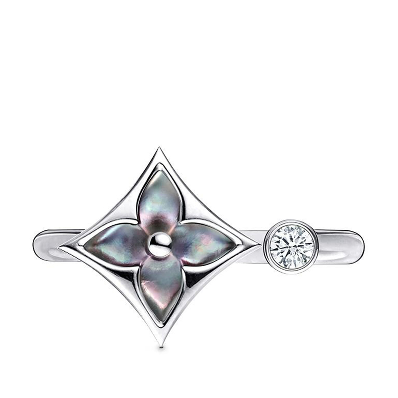 lv经典款, Louis Vuitton | 预售十天 Louis Vuitton/路易威登 经典款Color Blossom Mini Star系列 18k金白金花瓣造型贝壳镶嵌钻石戒指Q9O84D商品图片 7.9折, 包邮包税