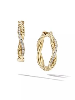 David Yurman | Petite Infinity Hoop Earrings in 18K Yellow Gold with Diamonds, 17.3MM,商家Saks Fifth Avenue,价格¥23629