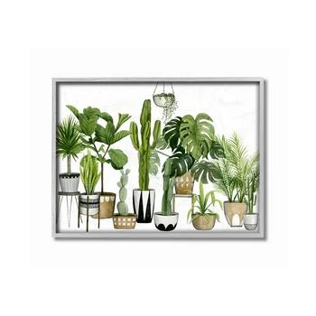 Stupell Industries | Boho Plant Scene with Cacti and Succulents in Geometric Pots Watercolor Gray Framed Texturized Art, 16" L x 20" H,商家Macy's,价格¥573