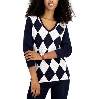 推荐Tommy Hilfiger Womens Colorblock Argyle Pullover Sweater商品