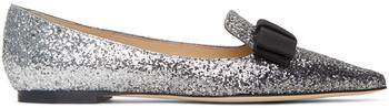 product Silver & Gunmetal Coarse Glitter Gala Ballerina Flats image