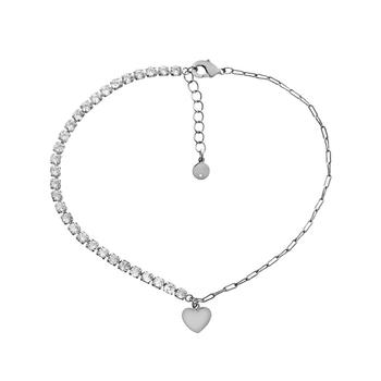 商品And Now This | Chain Heart Charm Anklet in Silver Plate,商家Macy's,价格¥146图片
