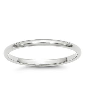 商品Men's 2mm Half Round Band Ring in 14K White Gold - 100% Exclusive图片