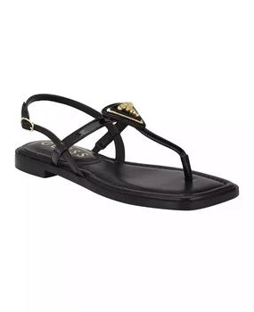 GUESS | Women's Rainey Logo Sqaure Toe T-Strap Flat Sandals,商家Macy's,价格¥184