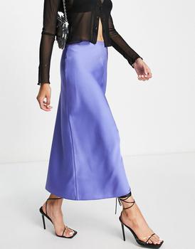 asos design, ASOS | ASOS DESIGN satin bias midi skirt in periwinkle商品图片 