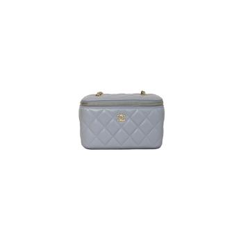 Chanel | Chanel Small Vanity Bag with Pearl Crush Chain Light Grey商品图片,