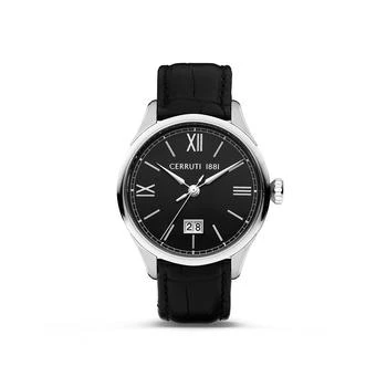 POLICE | Men's Farneto Collection Black Genuine Leather Strap Date Watch, 41mm 
