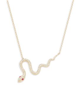 商品14K Yellow Gold & 0.25 TCW Diamond Snake Pendant Necklace,商家Saks OFF 5TH,价格¥5723图片