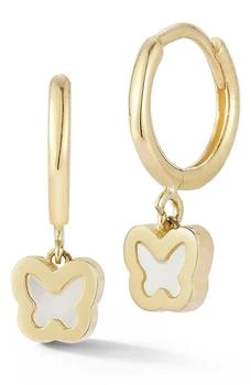 Ember Fine Jewelry | Mother of Pearl Butterfly Charm Huggie Hoop Earrings,商家Nordstrom Rack,价格¥1744