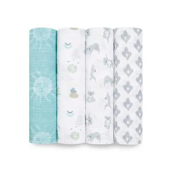aden + anais | Baby Boys or Baby Girls Printed swaddle Blankets, Pack of 4 
