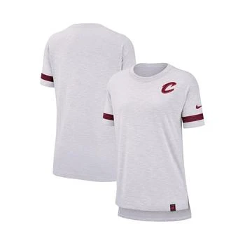 推荐Women's Heathered Gray Cleveland Cavaliers Color Rush Sleeve Stripe Slub T-shirt商品