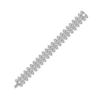 商品Genevive | Sterling Silver White Gold Plated Clear Cubic Zirconia Modern Tennis Bracelet,商家Macy's,价格¥2061图片