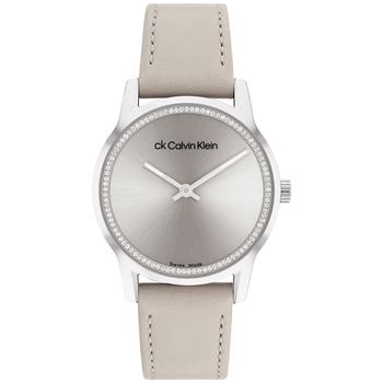 手表女ck精选, Calvin Klein | Women's Swiss Dressed Gray Leather Strap Watch 32mm商品图片 