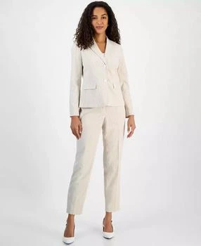 Le Suit | Women's Seersucker Two-Button Notch-Collar & Mid-Rise Slim Pants Set, Regular & Petite,商家Macy's,价格¥736