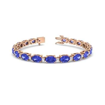 SSELECTS | 11 Carat Oval Shape Tanzanite And Diamond Bracelet In 14 Karat Rose Gold, 7 Inches,商家Premium Outlets,价格¥12284