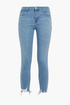 推荐835 cropped distressed mid-rise skinny jeans商品