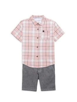 Calvin Klein | Little Boy's 2-Piece Plaid Shirt & Shorts Set 5.0折