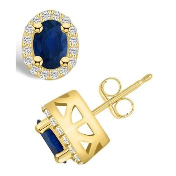 Macy's | Sapphire (1-1/5 Ct. t.w.) and Diamond (1/4 Ct. t.w.) Halo Stud Earrings,商家Macy's,价格¥28624