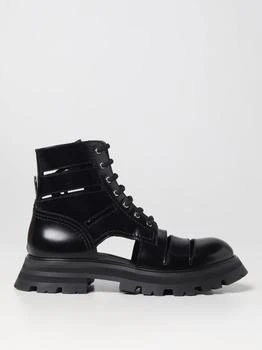 推荐Alexander McQueen Wander leather ankle boots with cut-out details商品