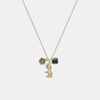 推荐Coach Women's Rexy Heart Charm Pendant Necklace - Gold/Green商品