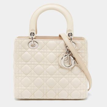 迪奥托特包, [二手商品] Dior | Dior Beige Cannage Leather Medium Lady Dior Tote商品图片 8.7折, 满1件减$100, 满减