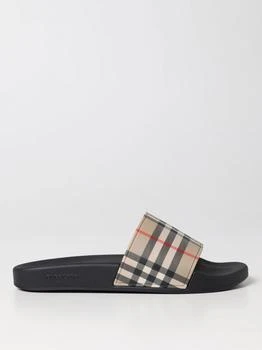 推荐Burberry Furley slides in rubber with Vintage Check print商品