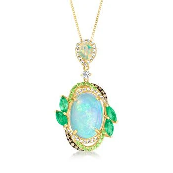 Ross-Simons Opal and . Multi-Gemstone Pendant Necklace With . Multicolored Diamonds in 14kt Yellow Gold