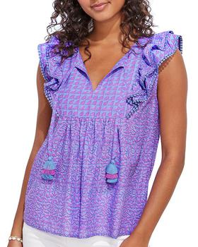 Vineyard Vines衣服, Vineyard Vines | Block Print Ruffle Sleeve Top商品图片 7折
