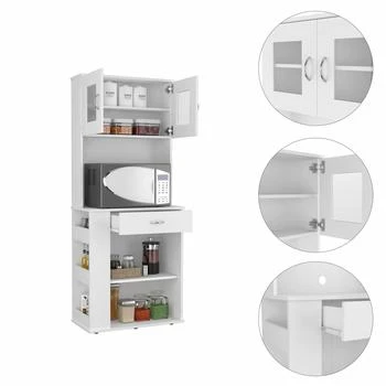 Homezia | White Pantry Cabinet with Two Door Panels and Side Open Shelves,商家Premium Outlets,价格¥2538