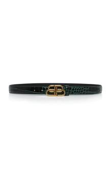 Balenciaga | Balenciaga - Women's BB Croc-Effect Leather Belt - Green - 65 cm - Moda Operandi商品图片,4折