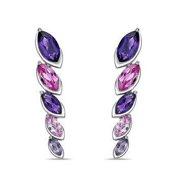 Macy's | Alternating Purple Amethyst, Pink Amethyst and Lab-grown Pink Sapphire Marquise Bezel Set Drop Earrings in Sterling Silver,商家Macy's,价格¥2974