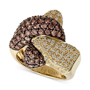 商品Chocolate Diamond (2-1/5 ct. t.w.) & Vanilla Diamond (1/3 ct. t.w.) Twist Cluster Statement Ring in 18k Gold图片