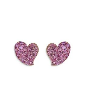 Piranesi | 18K Rose Gold Wave Heart Pink Sapphire Pavé Stud Earrings,商家Bloomingdale's,价格¥46825