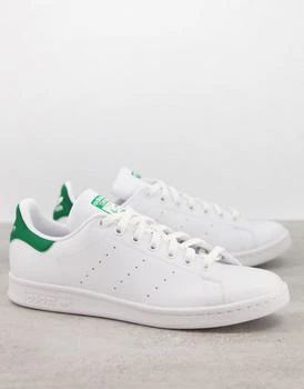 推荐adidas Originals Stan Smith trainers in white with green tab - WHITE商品