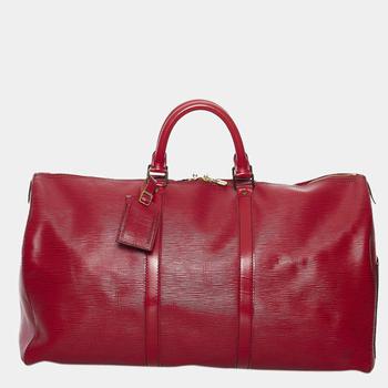 旅行lv, [二手商品] Louis Vuitton | Louis Vuitton Red Epi Leather Keepall 50 Bag商品图片 9折