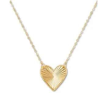 Macy's | Ridged Textured Heart 18" Pendant Necklace in 14k Gold,商家Macy's,价格¥1834