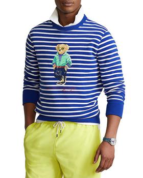 ralph lauren bear直邮, Ralph Lauren | Cotton Blend Fleece Stripe Polo Bear Print Classic Fit Crewneck Sweatshirt商品图片 6折, 独家减免邮费