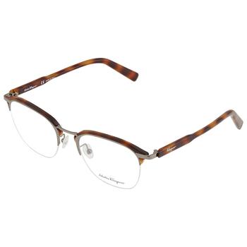 商品Salvatore Ferragamo Mens Tortoise Rectangular Eyeglass Frames SF2180 068 52图片