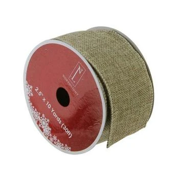 Northlight | Faded Green and Brown Burlap Wired Christmas Craft Ribbon 2.5" x 10 Yards,商家Macy's,价格¥113
